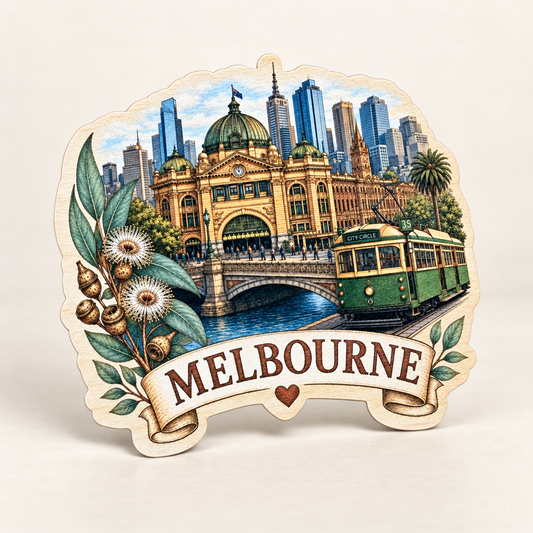Melbourne Wooden Magnet