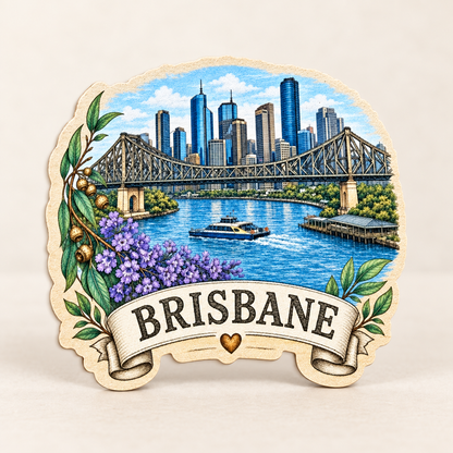 Brisbane Wooden Magnet