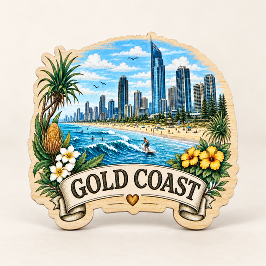 Gold Coast Wooden Magnet